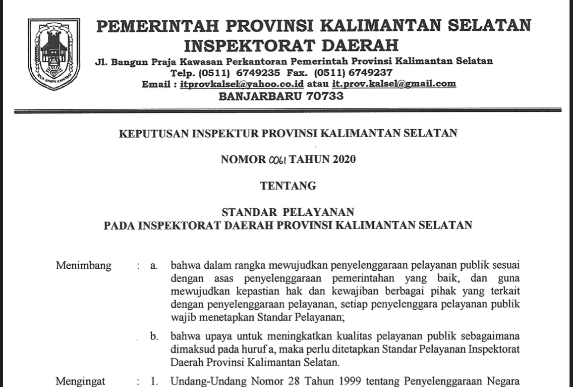 sk-inspektur-prov-kalsel-standar-pelayanan-pada-inspektorat-daerah-provinsi-kalimantan-selatan